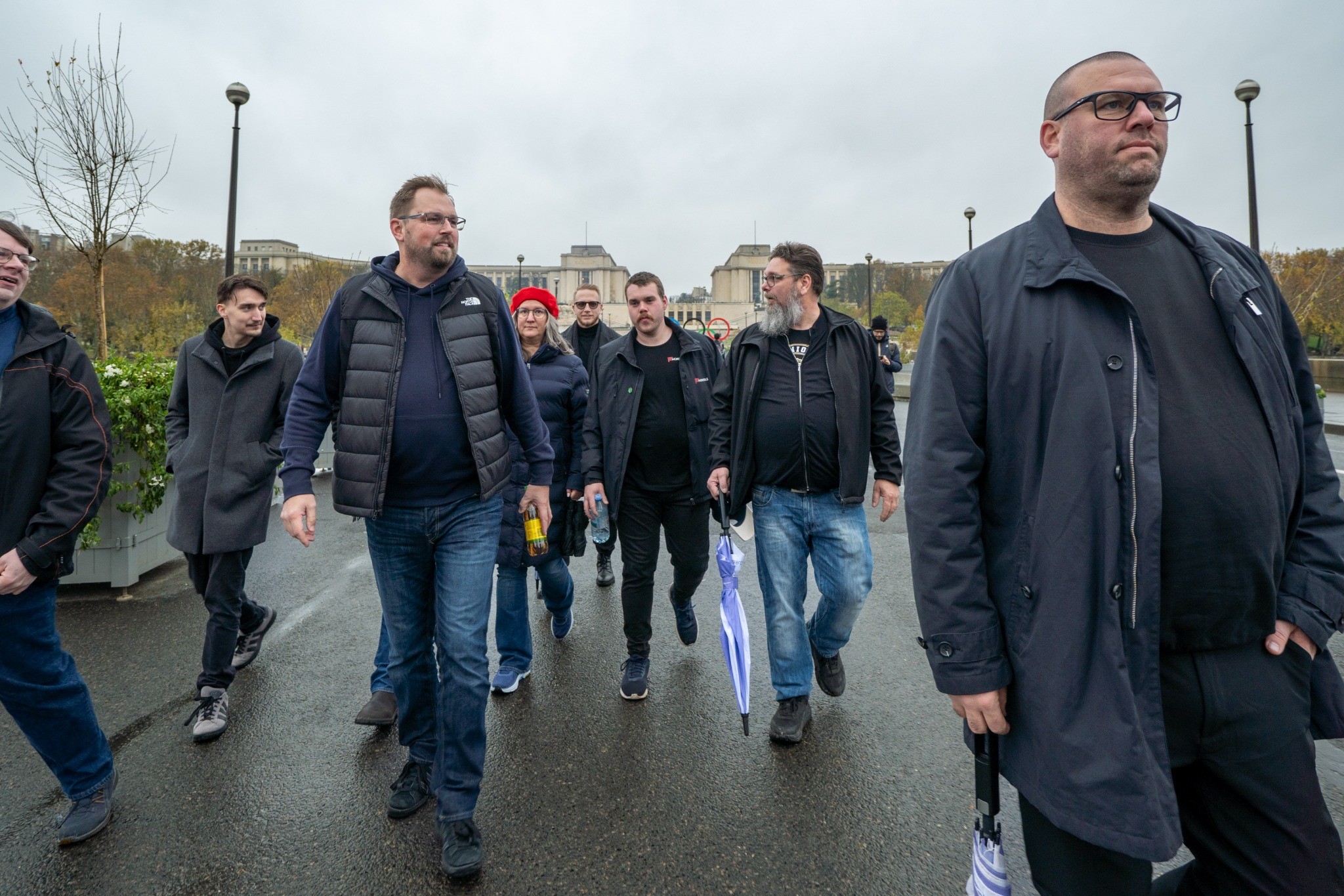 Corporate group walking together through Paris
