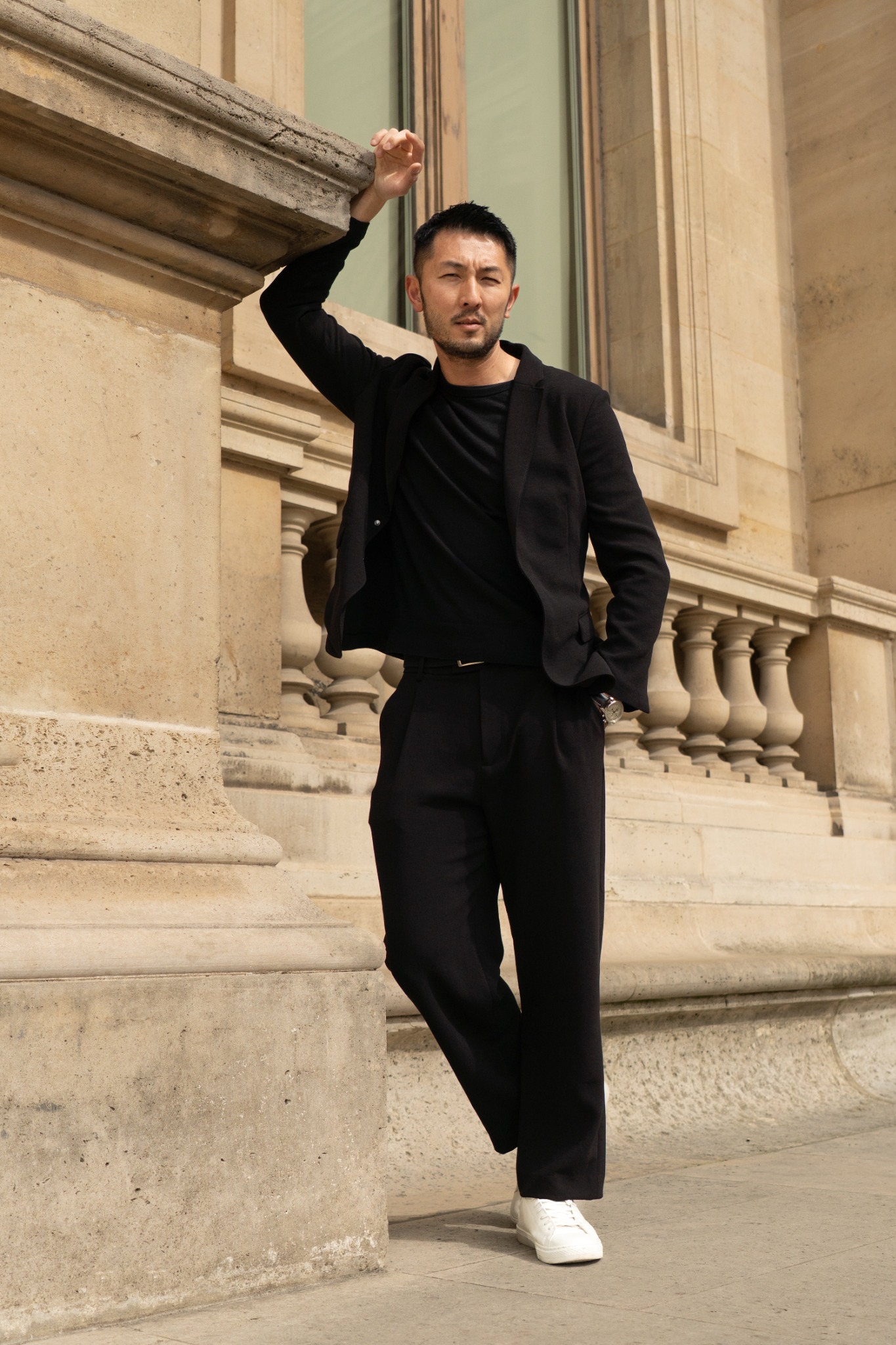 Solo traveler photographed in Paris